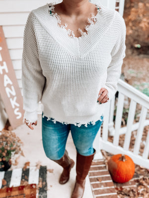 Ivory Raw Sweater