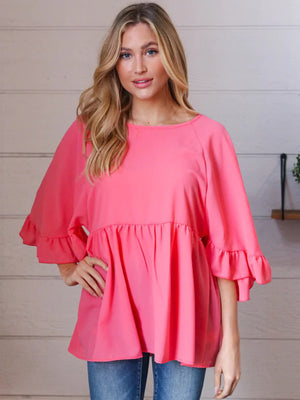 Hot Pink Babydoll Top