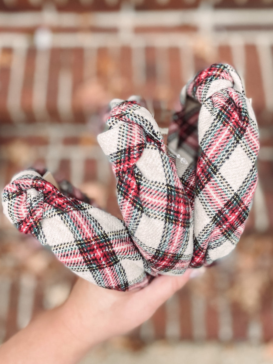 Ivory Plaid Headband