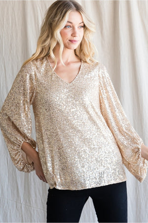 Champagne Sequin Top