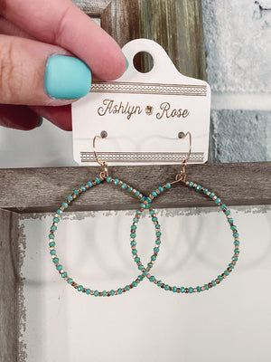 Blue Beaded Hoops