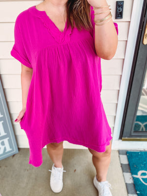 Magenta Cotton Dress