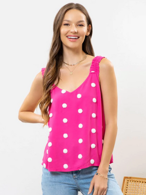 Swiss Dot Tank • Hot Pink