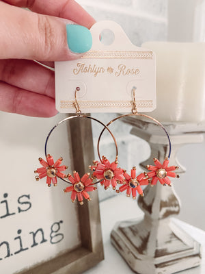 Peach Wild Flower Earrings