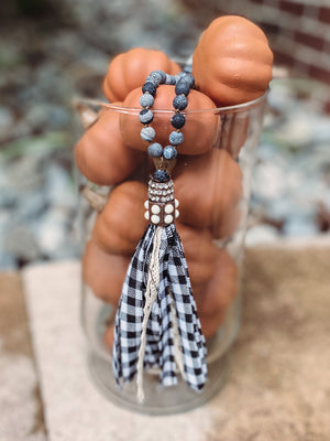 Gingham Tassel Necklace