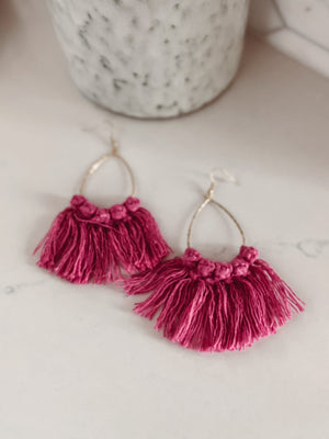 Pink Fringe Earrings