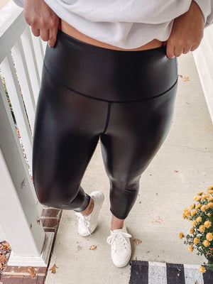 Cropped Faux Leather Leggings