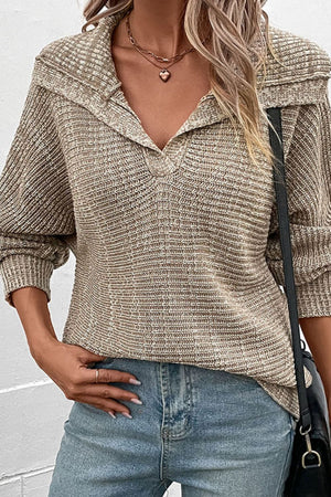 Heathered Ribbed Pullover Sweater