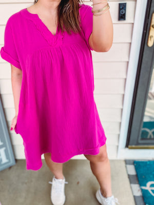 Magenta Cotton Dress