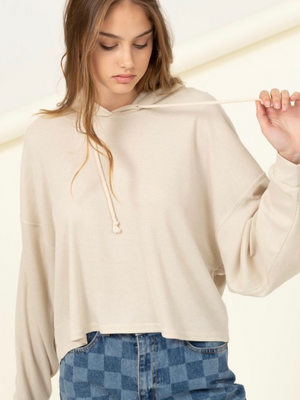 Cream Crop Hoodie