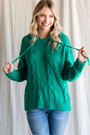 Green Knit Hoodie