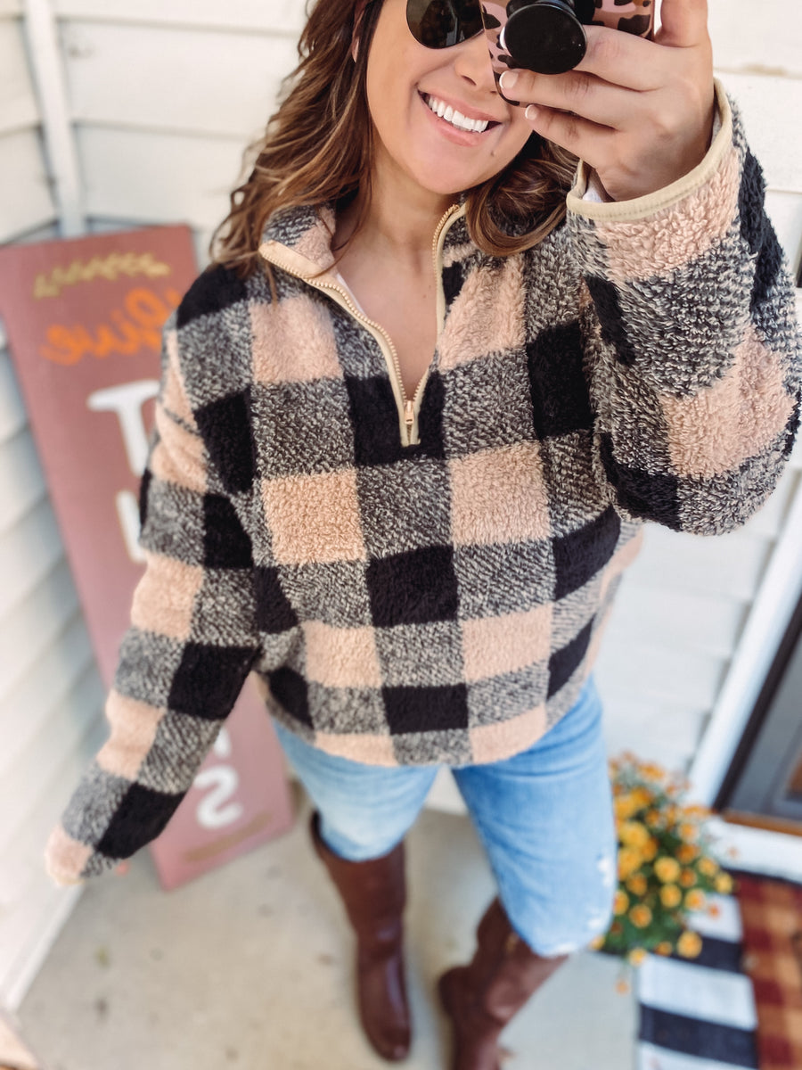 Plaid Sherpa Pullover