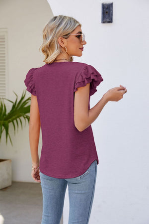 Smocked Flutter Sleeve Top (5 Colors)