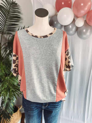 Coral Leop Top