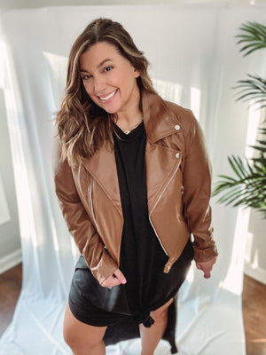 Faux Leather Camel Jacket