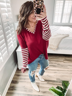 Burg Stripe Top