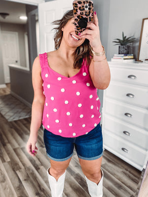 Swiss Dot Tank • Hot Pink