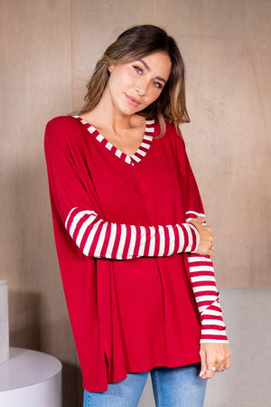 Burg Stripe Top