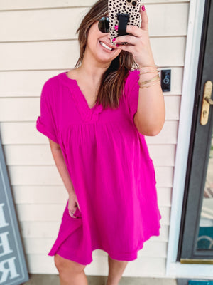 Magenta Cotton Dress