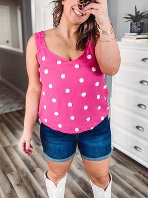 Swiss Dot Tank • Hot Pink