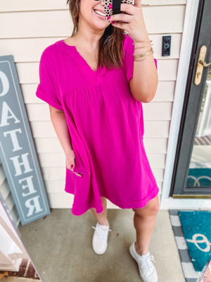 Magenta Cotton Dress