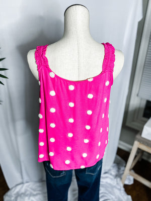 Swiss Dot Tank • Hot Pink