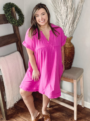 Magenta Cotton Dress