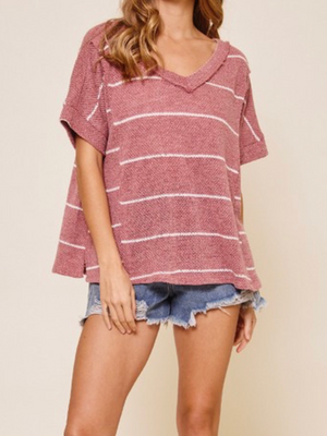 Rust Knit Short Sleeve Tee