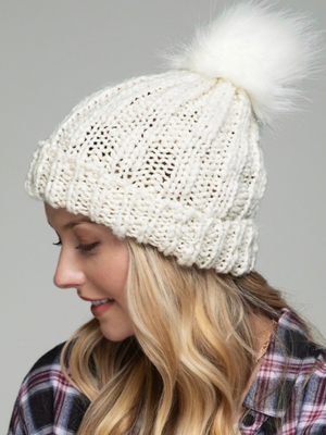 Ivory Cable Beanie