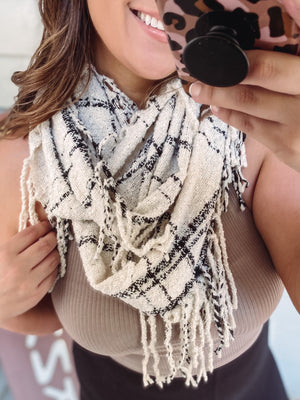 Ivory Plaid Scarf