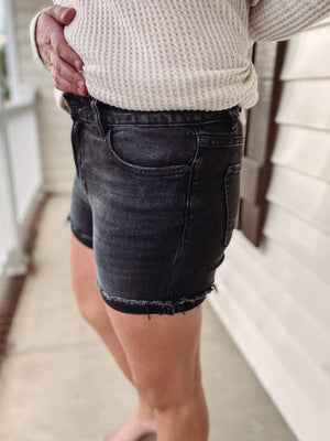 Black Denim Shorts