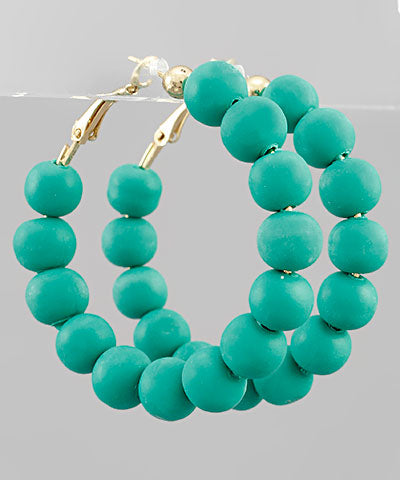 Teal Clay Hoops