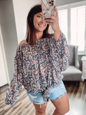 Navy Floral Blouse