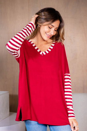 Burg Stripe Top