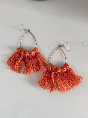 Orange Fringe Earrings