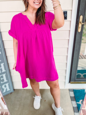 Magenta Cotton Dress