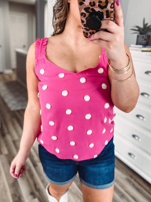 Swiss Dot Tank • Hot Pink