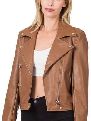 Faux Leather Camel Jacket