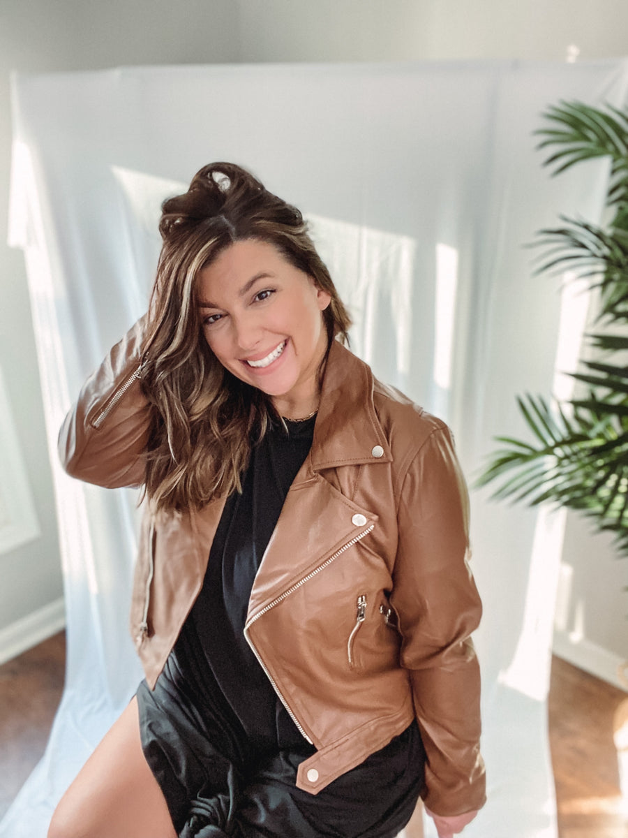 Faux Leather Camel Jacket