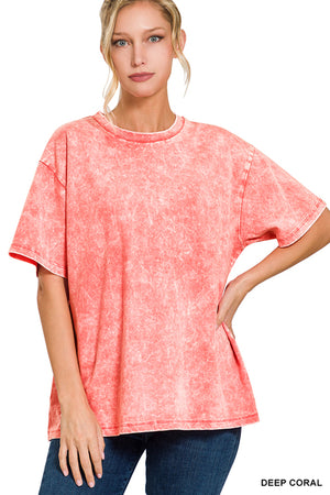 Coral Acid Wash Tee