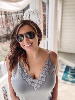 Grey Lace Tank