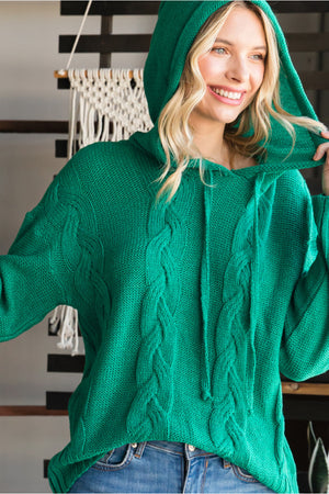 Green Knit Hoodie