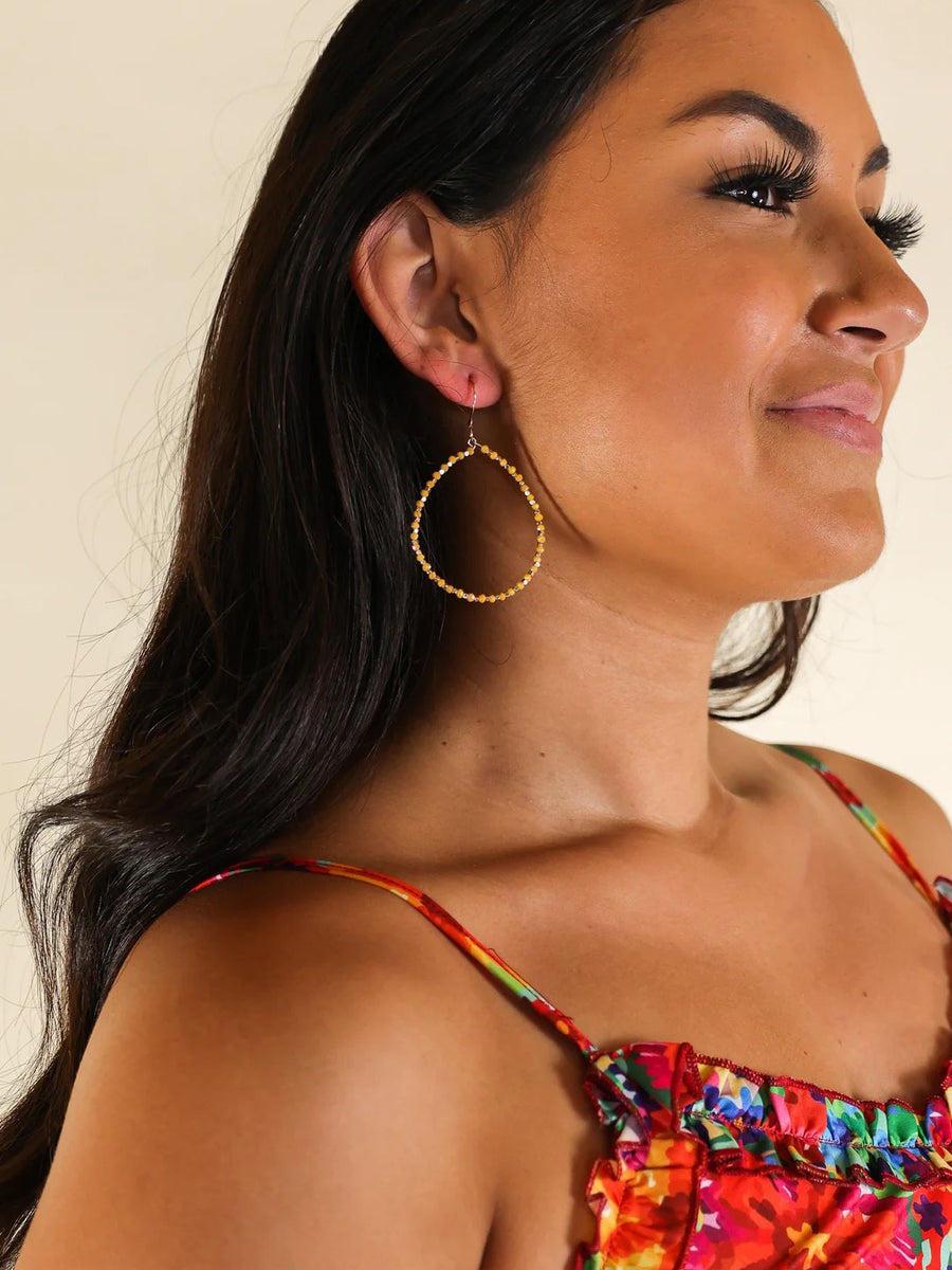 Gold Beaded Hoops