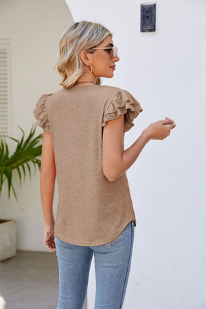 Smocked Flutter Sleeve Top (5 Colors)